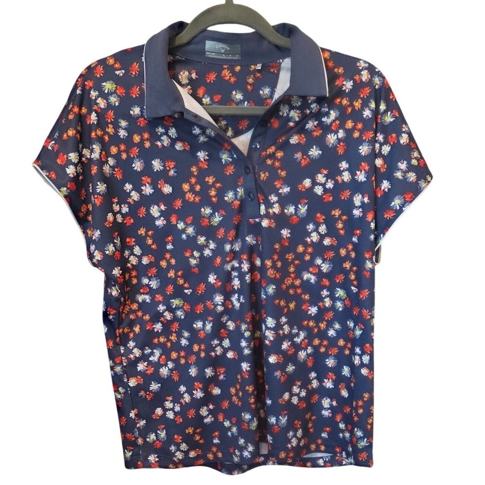 Callaway Opti-Dri Women's Medium Floral Print Short Sleeve Golf Polo Shirt
